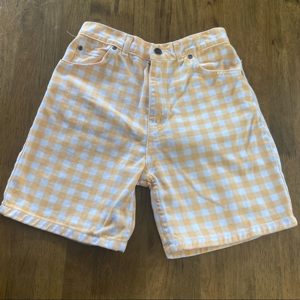 Arizona 90's Vintage Yellow/White Checked denim shorts